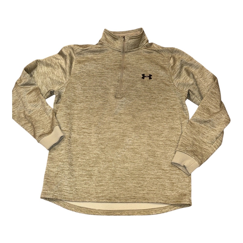 Under Armour Mens ColdGear Quarter Zip Pullover Tan Size Medium